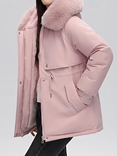 economico Capispalla da donna-Per donna Giacca imbottita Giacca in Pile Cappotto in Pelliccia Sintetica Caldo Confortevole Cerniera Bottoni Collo in Pelliccia Casual Semplice Vacanza Streetwear Abbigliamento quotidiano Uscire