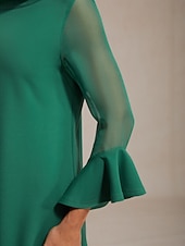  Dámská vánoční halenka zelená šifonová strečová pletenina patchwork 3/4 rukáv výstřih bateau jaro podzim