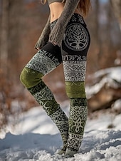 cheap Viking print-Women's Viking Boho Leggings Vintage Ethnic Style Casual Full Length High Waist Graphic Abstract 3D Print Quick Dry Breathability Soft Stretchy Street Athleisure Daily Fall Winter