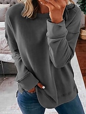 preiswerte Einfache Kapuzenpullover-Damen Bluse Patchwork Einfach Vintage Stilvoll Langarm Rundhalsausschnitt Normale Oberteile Täglich Ferien Ausgehen Schwarz Grün Dunkelgray Herbst Winter