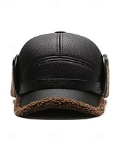 preiswerte Herrenhüte-Wintermütze für Herren aus Kunstleder – isoliert mit flauschigen Fellohren, stylischer Fliegerstil, ideal für kaltes Wetter und Outdoor-Aktivitäten.