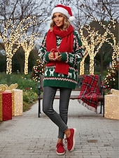 abordables Femmes-Chaussures rouges décontractées à lacets pour femmes - mocassins plats souples et antidérapants, chaussures confortables au quotidien pour Noël, le shopping et les voyages