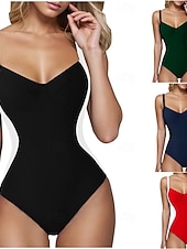 Недорогие Монокини-Купальник для женщин цельный с эффектом похудения цветной монокини плавки контролем живота высокой талией стройный без спинки элегантный для отдыха цветной блок V-образный вырез без рукавов