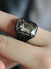 abordables Joyas para hombres-Anillo de titanio para hombre con gema grande de color – disponible en varios colores, diseño elegante para ocasiones informales y formales