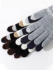 billige Herrehansker-Julehansker med berøringsskjerm til herre, flere farger, varm strikk med Fair Isle-mønster, ideelle for vinter- og høytidsaktiviteter
