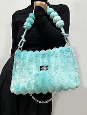 cheap Handbag &amp; Totes-Women's Faux Fur Shoulder Bag, Multi-Color, Versatile Carry Styles, Fashionable Chain Strap, Ideal for Casual &amp; Party Wear