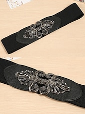 abordables Cinturón de mujer-Cinturón elástico para mujer con hebilla de aleación – elegante material de poliéster, ajuste regulable – perfecto para vestidos, atuendos casuales y formales