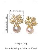 cheap Women's Earring-Women's Christmas Pearl and Crystal Snowflake Earrings, Alloy Material, Available in Red, White, and Multiple Colors – Perfect Holiday Gift