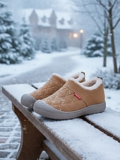 preiswerte Damen-Sneaker-Kamelfarbene, warme, gesteppte Damen-Winterschuhe zum Hineinschlüpfen in weiter Passform – rutschfeste Outdoor-Schuhe für Schneetage, Reisen, Pendeln und den Alltag