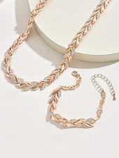 billiga Bröllop ACC-Halsband och armband i zirkonlegering för kvinnor – elegant guld- och silverfärgad, perfekt för speciella tillfällen och presenter