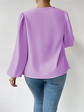 preiswerte Schicke Blusen-Damen Hemd Elegant Satin-Top Bluse Gerafft Patchwork Drapiert Einfarbig Einfach Elegant Vintage Täglich Langarm Laternenärmel Asymmetrisch Normale Oberteile Täglich Arbeit Ferien Blau Schwarz Wei