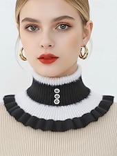 abordables Bufandas de mujer-Cuello de punto navideño para mujer, suave y acogedor, con volantes, disponible en varios colores. Ideal para el invierno y las fiestas.