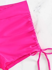 levne Tankiny-Dámský tankini 2-dílný plavecký úbor s řasením palm šortky kontrola břicha vysoký pas štíhlé bez zad dovolená plážové oblečení květinový kulatý výstřih bez rukávů