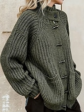 Недорогие свитшоты-Женский свитер, кардиган, шерстяная смесь, винтажный, повседневный, водолазка-хомутик, трикотажный, с длинным рукавом, обычный, трикотажный, повседневный, оливково-зеленый, темно-синий, осень-зима