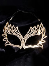abordables Accesorios de Máscara-Máscara de antifaz de cristal con diamantes de imitación para mujer: una lujosa máscara brillante con diseño de alas, ideal para bailes de máscaras, graduaciones o fiestas de disfraces.