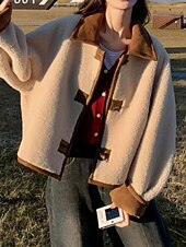 halpa Talvitakit-Naisten Talvitakki Rento takki Mukava Hengittävä Napit Vapaa-aika Tavallinen Loma Katu Kausaliteetti Arki-asut Yksirivinen Lyhyt Sänkyjen avaus Loose Fit Pitkähihainen Päällysvaatteet Kahvi Kevät