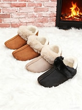 economico Ciabatte e infradito da donna-pantofole da casa da donna foderate in pelliccia sintetica: stivaletti invernali caldi e accoglienti per le donne, suola morbida antiscivolo per la casa, la camera da letto e il comfort rilassante