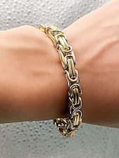 abordables Bijoux pour hommes-Bracelet pour homme en acier inoxydable à maillons bicolore noir et or, design élégant et résistant pour un usage quotidien et les occasions spéciales.