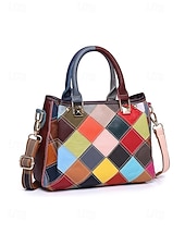 economico Borsette e borse tote-borsa da donna in pelle, design patchwork multicolore, materiale in vera pelle, versatile con manici superiori e tracolla regolabile, elegante e funzionale per l'uso quotidiano e le occasioni speciali