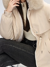 economico Capispalla da donna-Per donna Giacca imbottita Giacca in Pile Cappotto in Pelliccia Sintetica Caldo Confortevole Cerniera Bottoni Collo in Pelliccia Casual Semplice Vacanza Streetwear Abbigliamento quotidiano Uscire