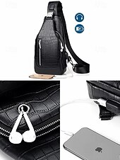 זול תיקים לגברים-תיק עור לגברים, עמיד למים ועמיד, קיבולת גדולה, דוגמת תנין אופנתית לשימוש חיצוני ויומיומי