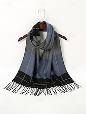 billiga Jultillbehör-herrrutig polyesterhalsduk, mjuk och varm, flera färger, perfekt för vinter- och julklappar