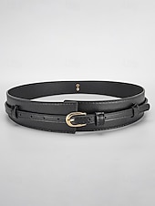 baratos Cinto Feminino-Mulheres Preto Marron Café Couro Ecológico Liga Elegante Vintage Moda Verão Primavera Outono