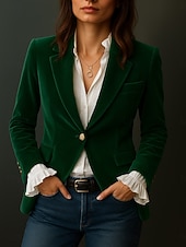 رخيصةأون بليزر وبدلات-نسائي سترة مريح متنفس Buttons كاجوال سهل المكتب شارع فضفاض مناسب للبس اليومي الأمام مفتوح عادية طوي عادي كم طويل ملابس خارجية نبيذ أزرق البحرية أخضر الخريف الشتاء