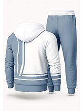 levne teplákové soupravy-Pánské Kapuce Tepláková souprava Dvoudílná tepláková souprava Šňůrky Zapni Barevné bloky Celotělové oblečení Podzim Zima Žlutá Červená Určení Venkovní Cestování Lehká váha Módní Dlouhý rukáv Sport