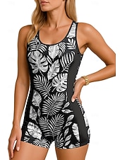 preiswerte One Pieces Rash Guards-Damen Anti UV Shirt Einteiliger Surfanzug Badeanzug Blumenmuster Reißverschluss mit integriertem BH Herausnehmbare Polsterung UV-Sonnenschutz UPF50+ Ultraleicht (UL) Ärmellos Bademode Bodysuit Surfen