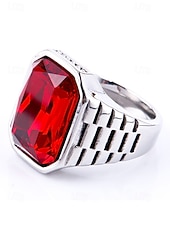 abordables Joyas para hombres-Anillo de titanio para hombre con gema grande de color – disponible en varios colores, diseño elegante para ocasiones informales y formales
