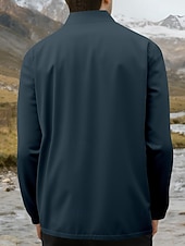 abordables chaqueta deportiva-Hombre Chaqueta al aire libre Chaqueta para senderismo Vacaciones Diario Resistente al Viento Mantiene abrigado Bolsillo Otoño Invierno Plano Moda Clásico Escote Chino Regular Amarillo Claro Negro