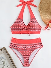 economico Tankini-Per donna Costumi da bagno Due pezzi Birichino Costume da bagno Senza schiena Vacanza Abbigliamento da Spiaggia Floreale All'americana Senza Maniche Costumi da bagno