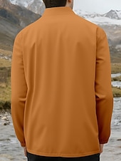 abordables chaqueta deportiva-Hombre Chaqueta al aire libre Chaqueta para senderismo Vacaciones Diario Resistente al Viento Mantiene abrigado Bolsillo Otoño Invierno Plano Moda Clásico Escote Chino Regular Amarillo Claro Negro