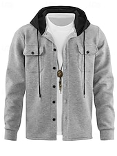 abordables Vestes Décontractées-Homme Veste Légère Veste Décontractée Veste à Capuche Extérieur Occasionnel Avec Poches Automne Hiver Bloc de Couleur Streetwear Quotidien À capuche Régulier Noir Blanche bleu marine Kaki Grise Veste