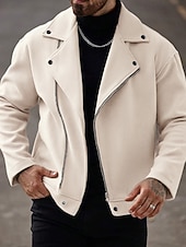 cheap Casual Jackets-Men's Lightweight Jacket Casual Jacket Vacation Daily Breathable Pocket Spring Fall Plain Fashion Classic Lapel Regular Apricot Black Khaki Gray Jacket