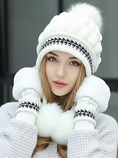 Недорогие Женские шляпы-Женский рождественский вязаный комплект шапки и перчаток, доступен в нескольких цветах, уютный и стильный, идеально подходит для зимнего отдыха на свежем воздухе и в качестве подарка к праздникам