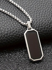 halpa Miesten korut-Miesten ruostumattomasta teräksestä valmistettu riipuskaulakoru – mustasta onyksista valmistettu kuusikulmainen muotoilu, tyylikäs ketju, täydellinen sekä rentoon että juhlavaan käyttöön.