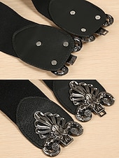 abordables Cinturón de mujer-Cinturón elástico para mujer con hebilla de aleación – elegante material de poliéster, ajuste regulable – perfecto para vestidos, atuendos casuales y formales