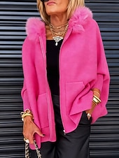 economico Cappotti Invernali-Per donna Cappotto Invernale Giacca con Cappuccio Confortevole Traspirante Cerniera Tasca Collo in Pelliccia Casual Semplice Vacanza Streetwear Casuale Abbigliamento quotidiano Cerniera Lungo Con