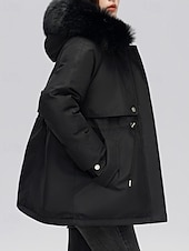 economico Capispalla da donna-Per donna Giacca imbottita Giacca in Pile Cappotto in Pelliccia Sintetica Caldo Confortevole Cerniera Bottoni Collo in Pelliccia Casual Semplice Vacanza Streetwear Abbigliamento quotidiano Uscire