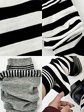 levne Dámské ponožky-Dámské bavlněné dvouvrstvé volné ponožky – stylový pruhovaný design, měkké a pohodlné – ideální pro běžné nošení a pohodlné nošení