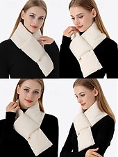 お買い得  レディーススカーフ-女性用パッド入りスカーフ - 柔らかいポリエステルと綿素材、複数の色、スタイリッシュなポケットデザイン、冬のアウトドア活動に暖かく快適