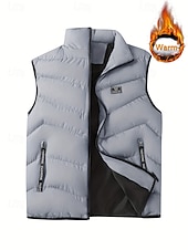 economico Gilet Puffer da Uomo-Per uomo Gilet imbottito Gilet Vacanza Quotidiano Data Moda Casual Autunno Inverno Tasca Poliestere Caldo Confortevole Tinta unica Cerniera Collo alla coreana Vestibilità regolare Blu Nero Giallo