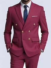 billige Herre Klassiske Blazere-Herre Blazer + kjolebukser Blazer drakter Virksomhet Cocktailfest Bryllupsfest 2 deler Mote Fritid Vår Høst Polyester عادي Lomme Knapper Bekvem Dobbeltkneppet Blazer Blå Mørkegrå Svart Hvit