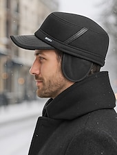 Χαμηλού Κόστους Ανδρικά καπέλα-Ανδρικό χειμερινό καπέλο από πολυεστέρα με πτυσσόμενα αυτιά, κομψό και ζεστό, ιδανικό για κρύο καιρό σε εξωτερικούς χώρους