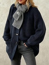 Недорогие свитшоты-Женский свитер, кардиган, шерстяная смесь, винтажный, повседневный, водолазка-хомутик, трикотажный, с длинным рукавом, обычный, трикотажный, повседневный, оливково-зеленый, темно-синий, осень-зима