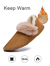 economico Ciabatte e infradito da donna-pantofole da casa da donna foderate in pelliccia sintetica: stivaletti invernali caldi e accoglienti per le donne, suola morbida antiscivolo per la casa, la camera da letto e il comfort rilassante