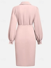 tanie czarna sukienka midi-Damskie Długa sukienka sukienka maxi Czarna sukienka Sukienka ołówkowa Elegancja Moda Nowoczesny Codzienny Biuro Święto Regularny Równina Długi rękaw W serek Czarny Rumiany róż Jasnoszary Beżowy