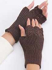 levne Dámské rukavice-Dámské pletené vánoční rukavice – měkký přízový materiál s krajkovým vzorem, dostupné v několika barvách, ideální jako zimní a sváteční dárek